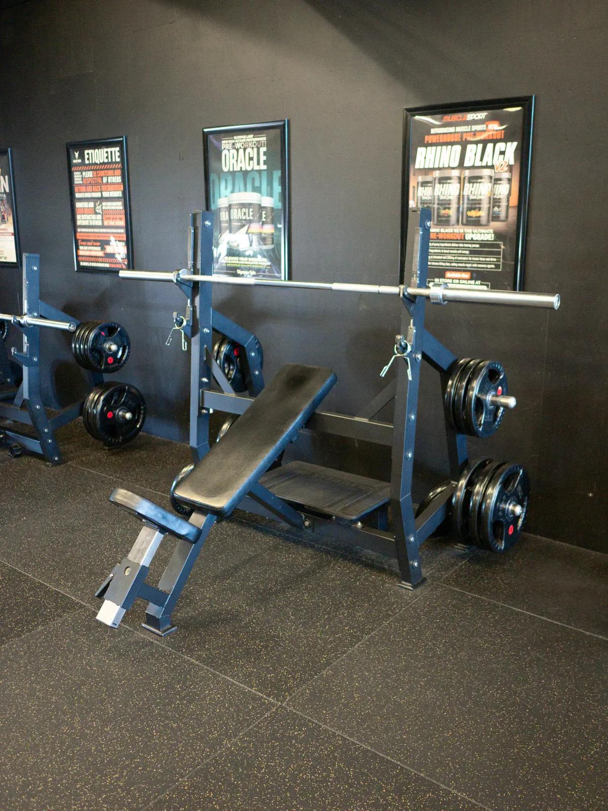 Plate Loaded Incline Bench Barbell Bench Press at Inception Gym Christchurch