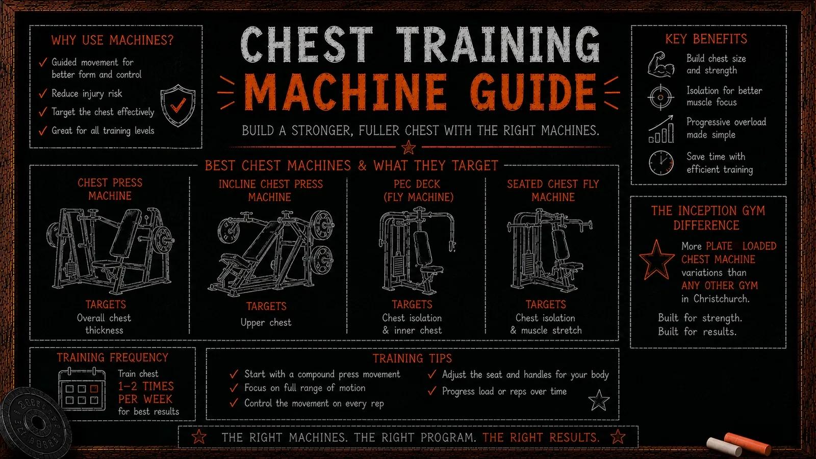 Chest press machine at Inception Gym Christchurch ready for training